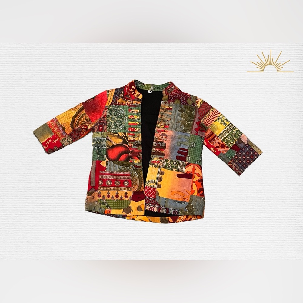 Thrifted vibrant patchwork jacket!